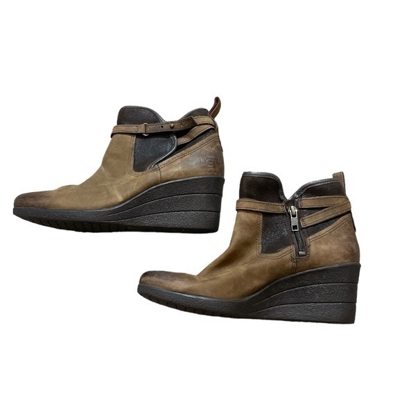UGG Brown Suede Wedge Ankle Boots - Picture 1 of 6